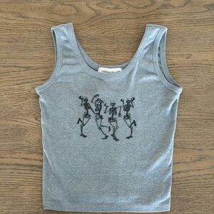 Obsessive Love Skeleton Graphic Tank Romper Gray Size M Goth Alternative punk